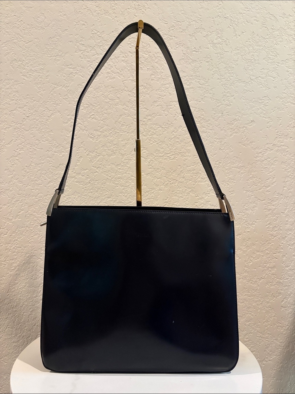 Furla Classic Black Leather Shoulder Bag